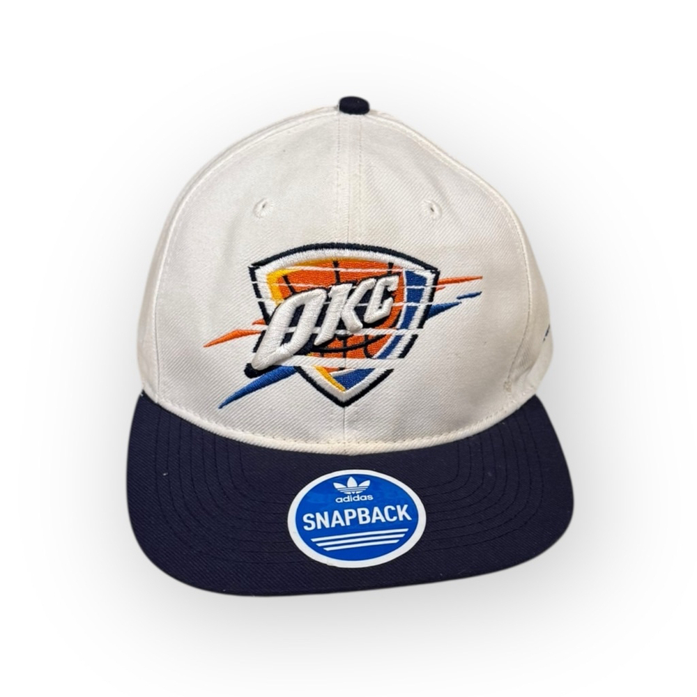 2013 Adidas Oklahoma City Thunder NBA Snapback Hat White/Navy Embroidered Logo - Picture 2 of 11
